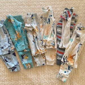 6 pairs bluey pajamas sets (3 long sleeve 3 short sleeve)